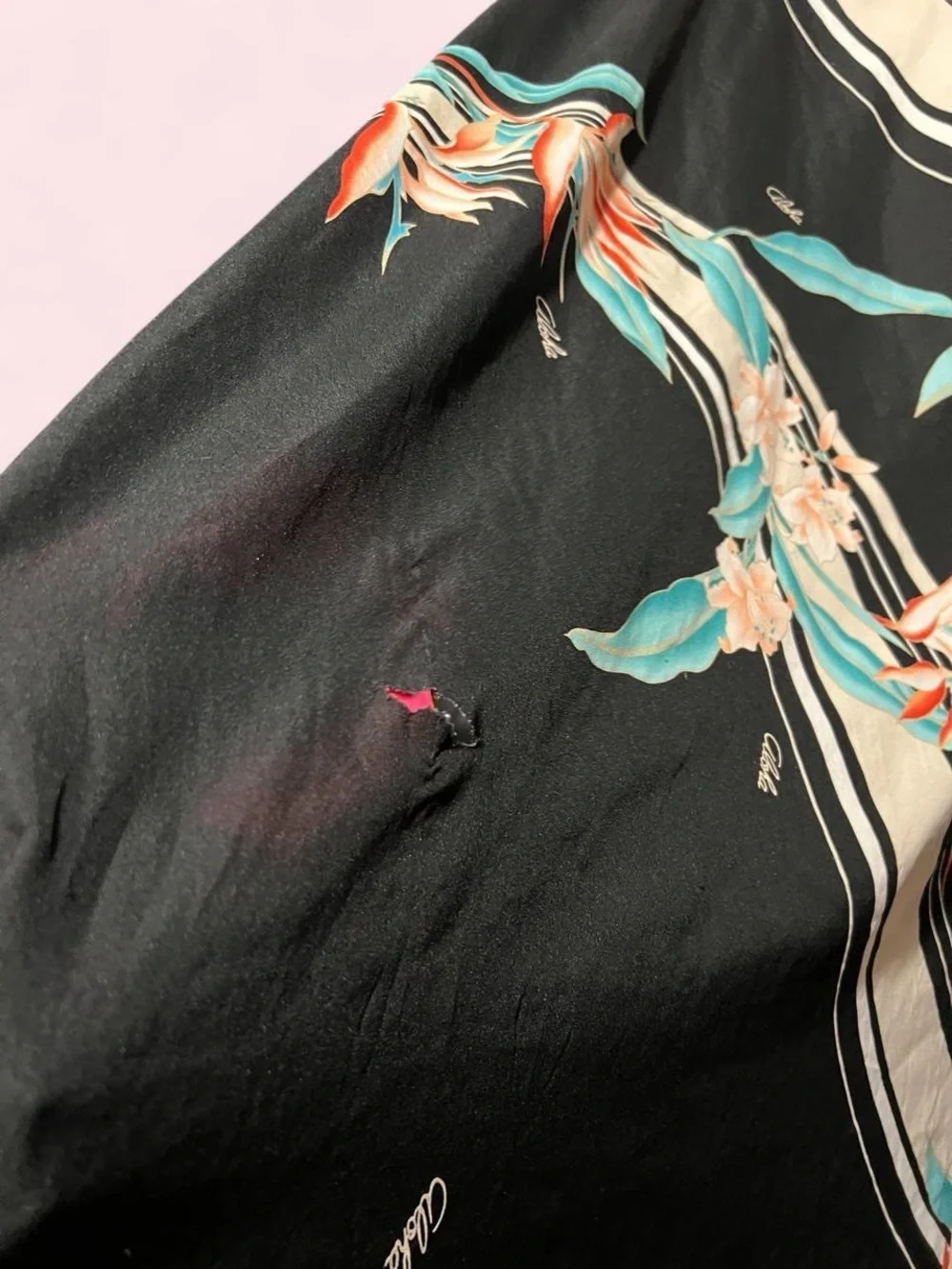 Black One Size Floral Cover-Up Kaftan with Teal and Coral Accents